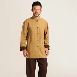 Китайский традиционный костюм Для мужчин двойной Уход за кожей лица льняной пиджак пальто Размеры м до 3XL