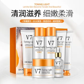 

HOT Bioaqua New V7 Cleansing Lotion Lazy Facial Seven-piece Skincare Moisturizing Facial Care Set