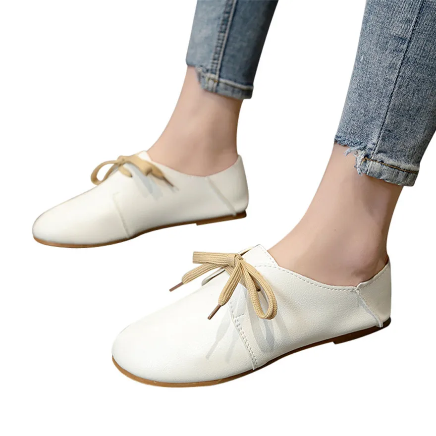 Women�s Vintage Spring Bow tie Soft Bottom Wild Lace up