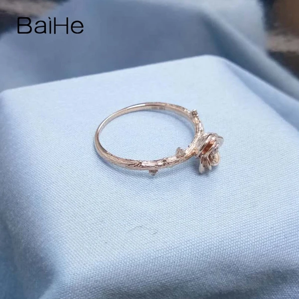 BAIHE Solid 14K розовое золото 0.03CT Сертифицированный H/SI круглый натуральные Алмазы обручальные женские модные ювелирные изделия кольцо