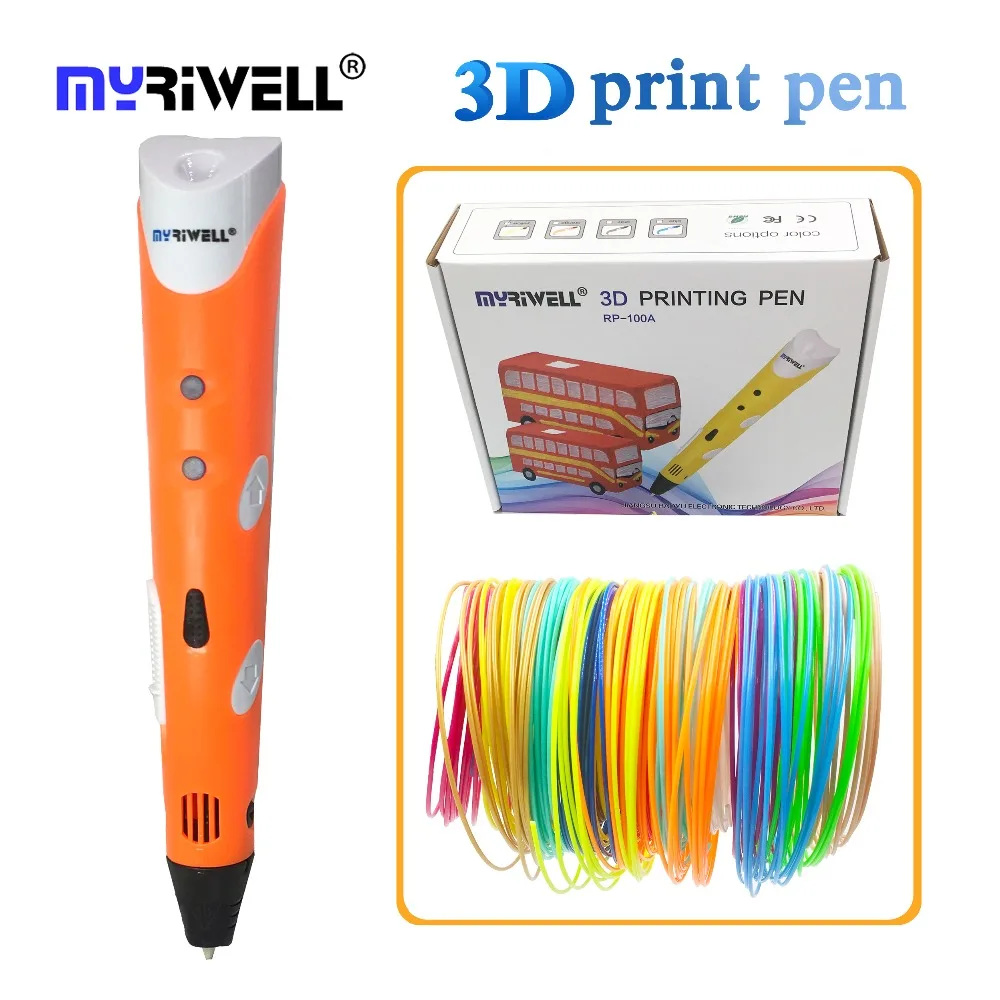 

myriwell 2018 DIY 3D Printing Pen 25M/50M/100M 1.75mm ABS/PLA 3D Pen Painting Pen Creative Toy Gift For Kids Design Drawing toys