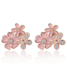 Роскошные серьги-гвоздики цвета шампанского, золотого цвета с поэтической ромашкой, цветущей вишни, серьги-гвоздики с циркониевым камнем, розовый цветок, подарок для женщин на день рождения, бижутерия