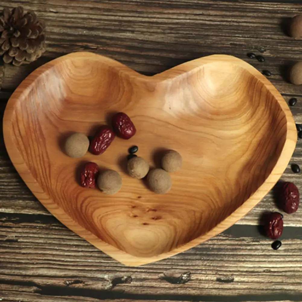 Деревянная подставка в форме сердца тарелка для фруктов блюдо, тарелка для чая десерт обеденная тарелка, столовая посуда
