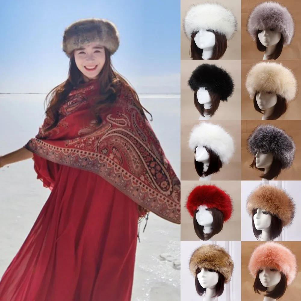 

High Quality Women Hats Lady Russian Tick Fluffy Fox Fur Hat Winter Earwarmer Ski Hat Female Hats For Autumn 022