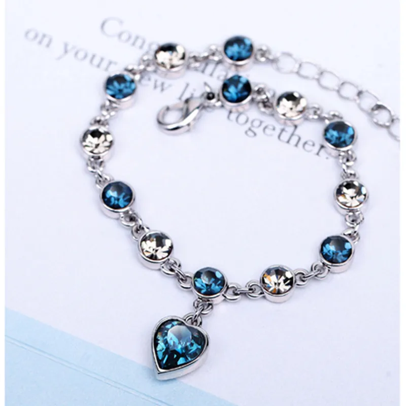 Модный браслет океанской реальности стразы цепочка браслеты в форме сердца