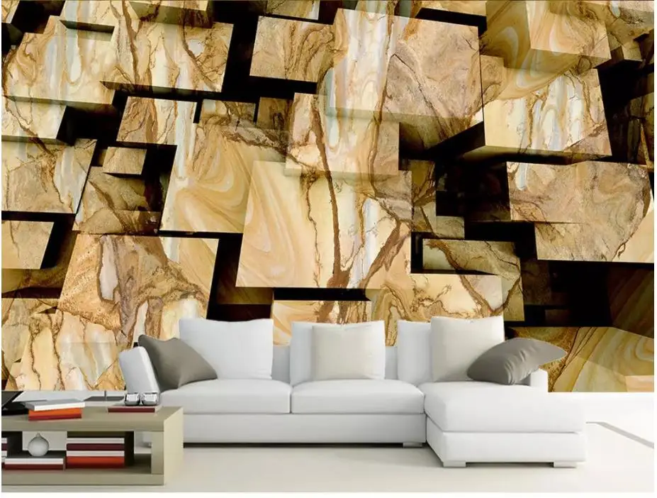 3D Wallpaper Custom Any Size Mural Marble space three-dimensional square modern background wall TV | Обустройство дома