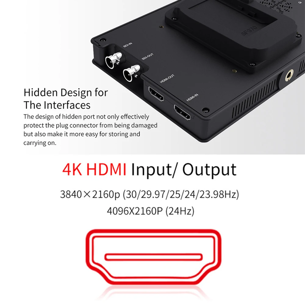 FEELWORLD F7S 7 дюймов ips 3G-SDI 4 K HDMI DSLR монитор 1920x1200 Full HD Камера полевой монитор для SONY NIKON CANON и т. д. стабилизатор