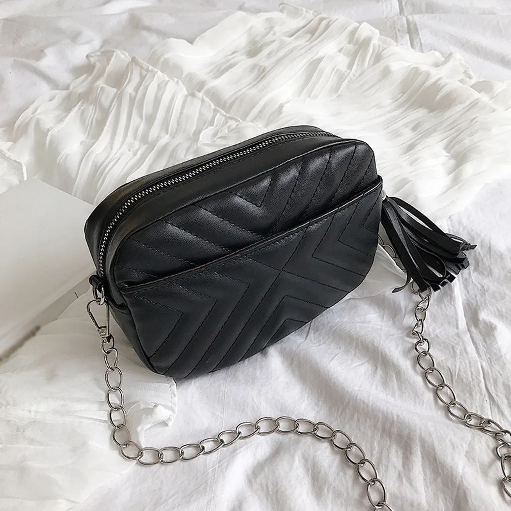 

Womens Bags Fashion Zipper Solid Color Tassel Shoulder Messenger Phone bolsa masculina sac femme woman bag 2019 bolsas de mujer