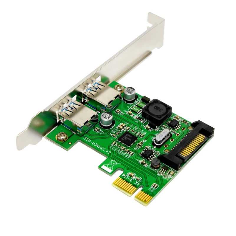 

10 шт., 2 порта USB PCI-E, плата расширения PCI-Express, контроллер, адаптер SATA, 15 контактов, разъем питания для настольного ПК
