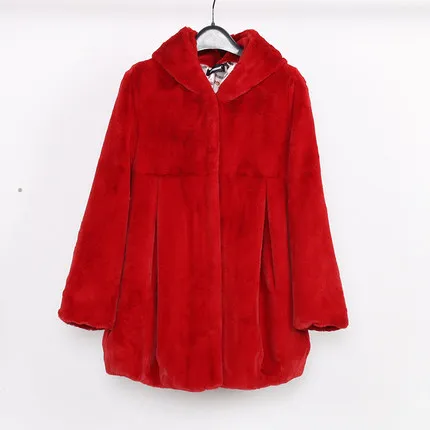 

Women Slim High Waist Fur Coat With a hood N59