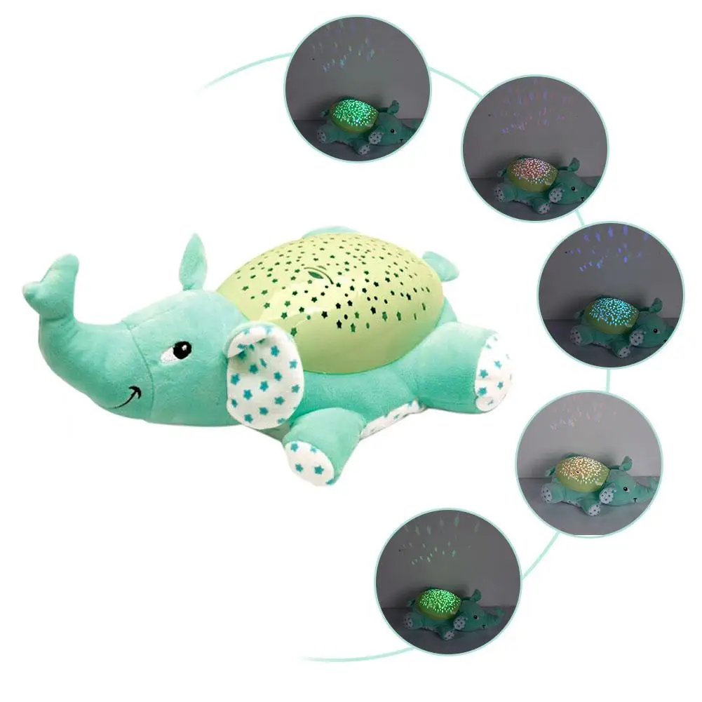 

Children Cartoon Animal Music Starry Sky Pattern Projector Light Hippo Elephant Bee Plush Toy Doll Cartoon Comfort Toy