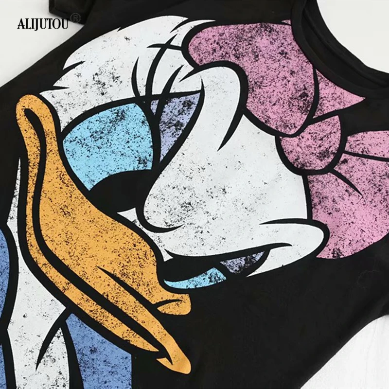 Daisy Duck co-branded women's t-shirt 2019 Summer Short Sleeve T shirts Donald Duck Mickey Mouse Cartoon Designer Tops Zaraing