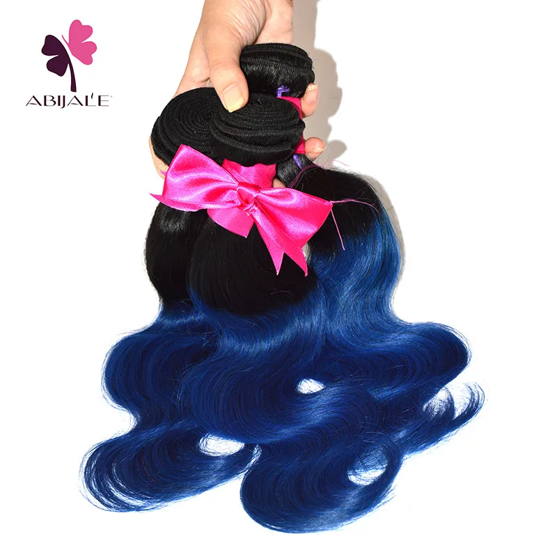 Peacock Color Virgin Hair Body Wave 3pcs Lot Blue Ombre Weave 10a