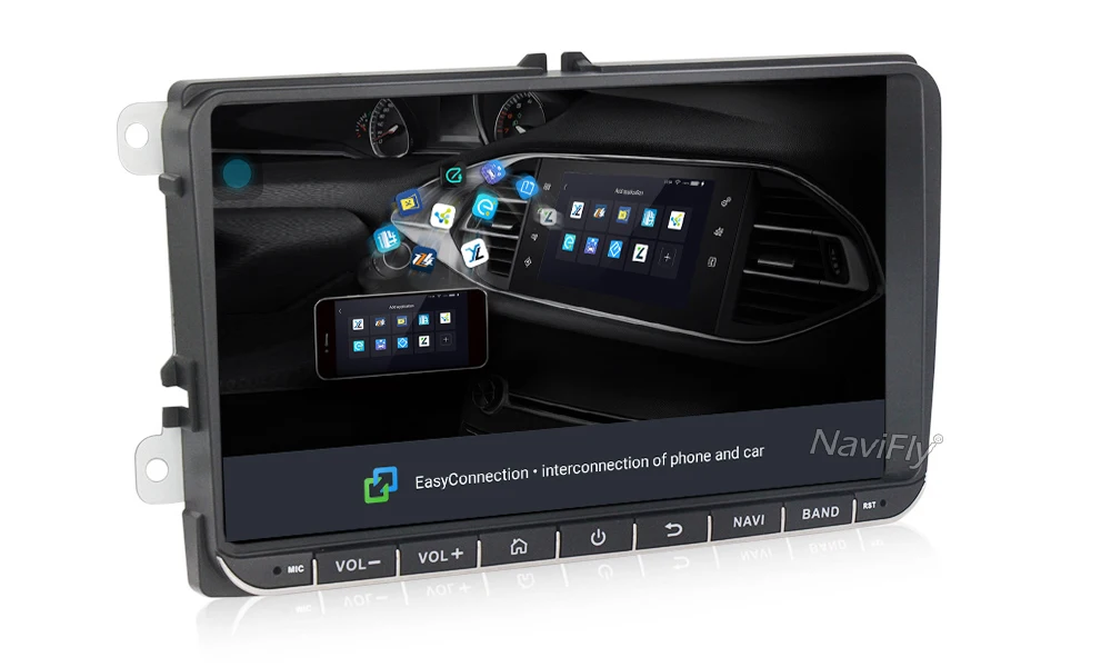 NaviFly 9 дюймов Android8.1 автомобильный Мультиплеер для Volkswagen golf 6 touran passat B7 Skoda сиденье с gps Навигатором Радио BT RDS