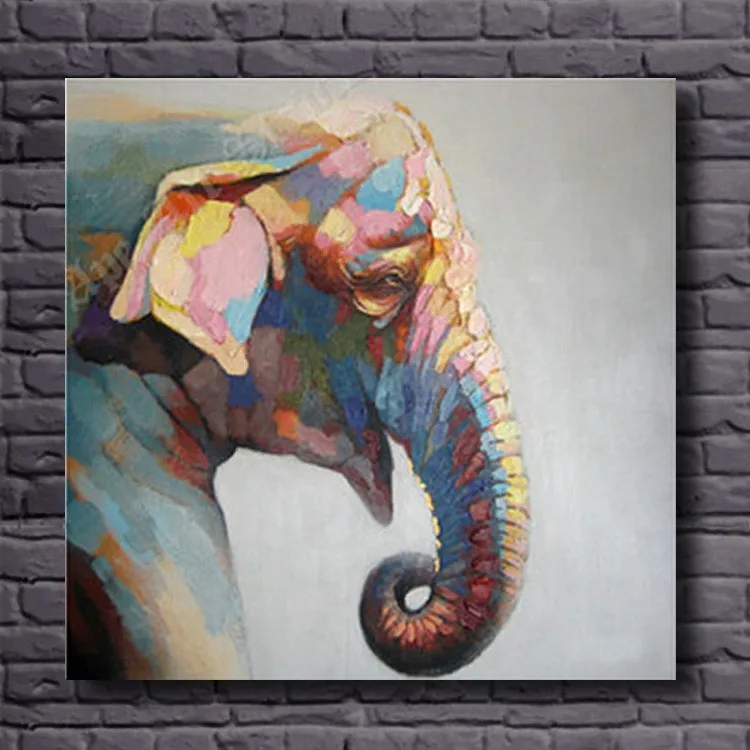 

Handmade Unframed Decor Works High Quality Animal Abstract Wall Art Elephant Oil Painting On Canvas For Wall Decor Artworks
