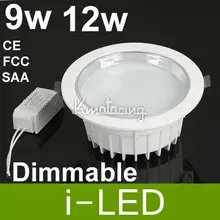 Белый корпус 9 Вт 12 Вт 110 В 220 В, светодиодный светильник с регулируемой яркостью, встраиваемый потолочный светильник с драйвером AC110-240V Теплый Холодный белый SAA CE$ ROHS