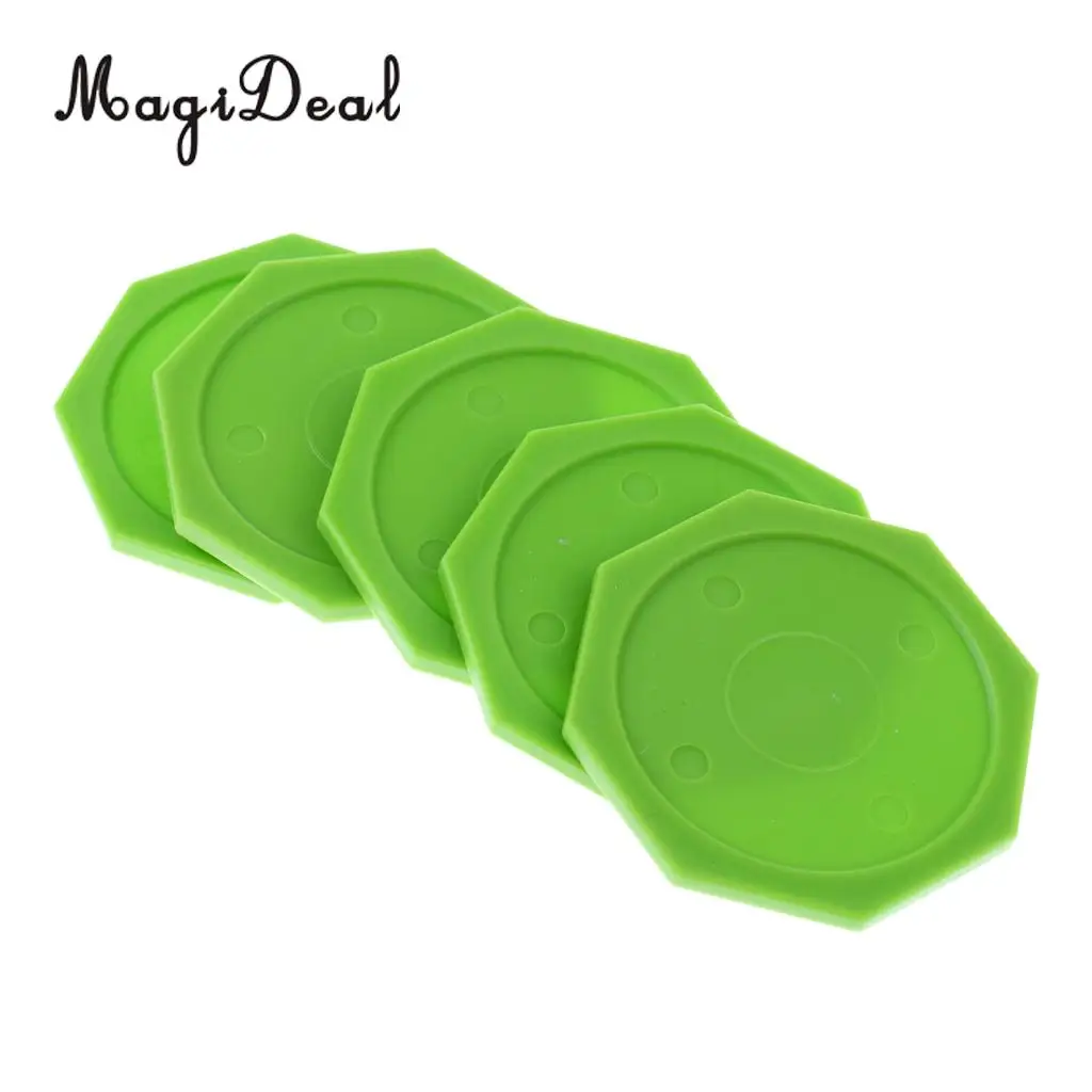 MagiDeal 5 Pieces Air Hockey Octagon Pucks for Full Size Air Hockey Tables Green