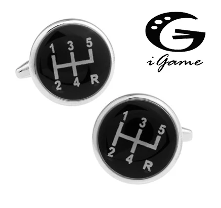 

Men Jewellery Car Gear Cufflinks Wholesale&retail Black/White Color Copper Car Gear Design Best Gift For Men