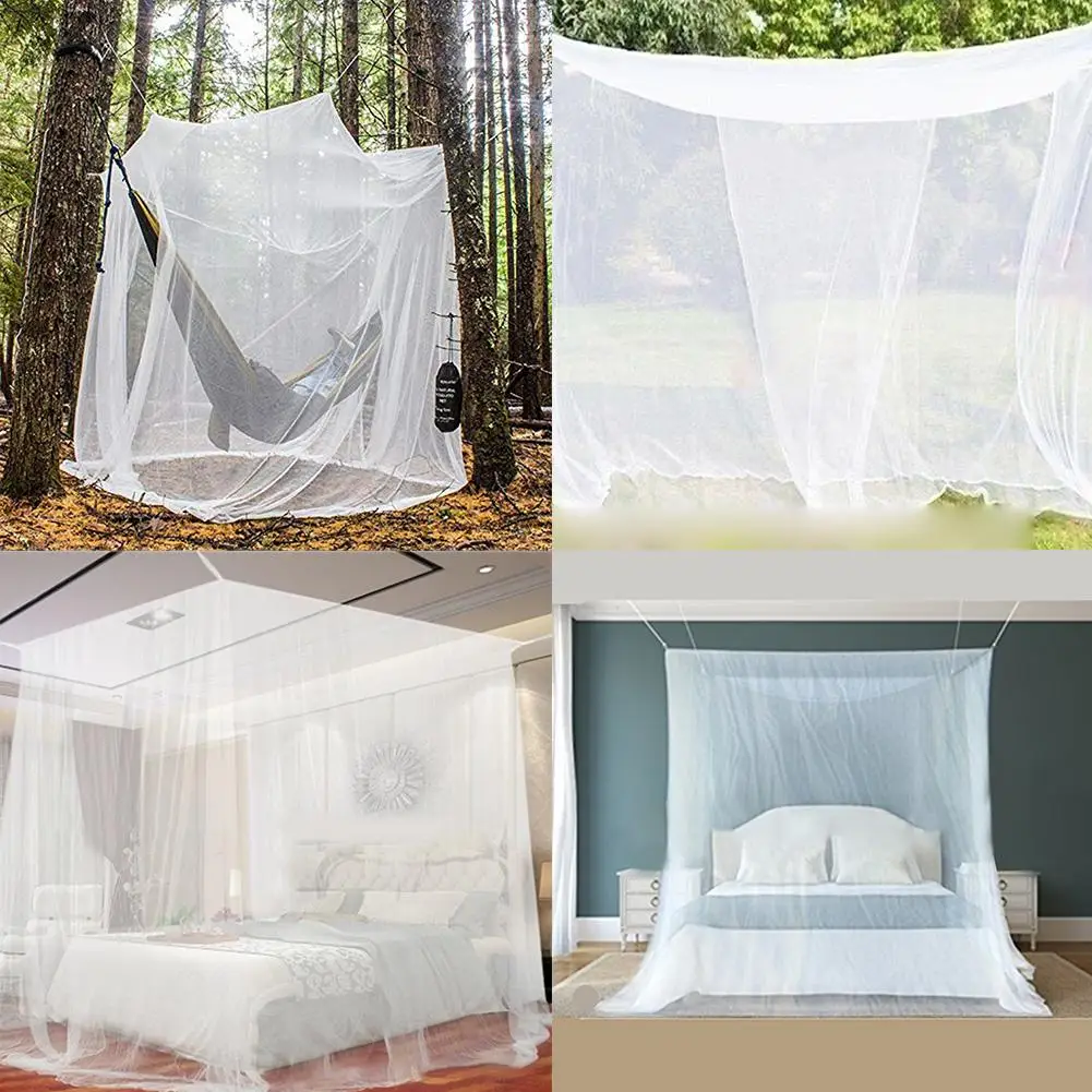 

2019 Newest Princess Lace Canopy Mosquito Net Four Corner Post Bug Insect Repeller No Frame Full Queen King Size Bed Mosquito