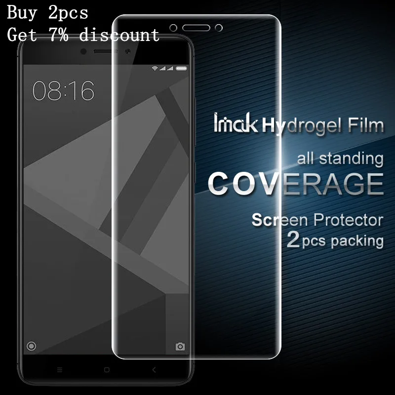 

Redmi Note 4X Screen Protector 2PCS IMAK 3D Curved Full Cover Hydrogel Screen Protector For Xiaomi Redmi Note 4X Protective Film