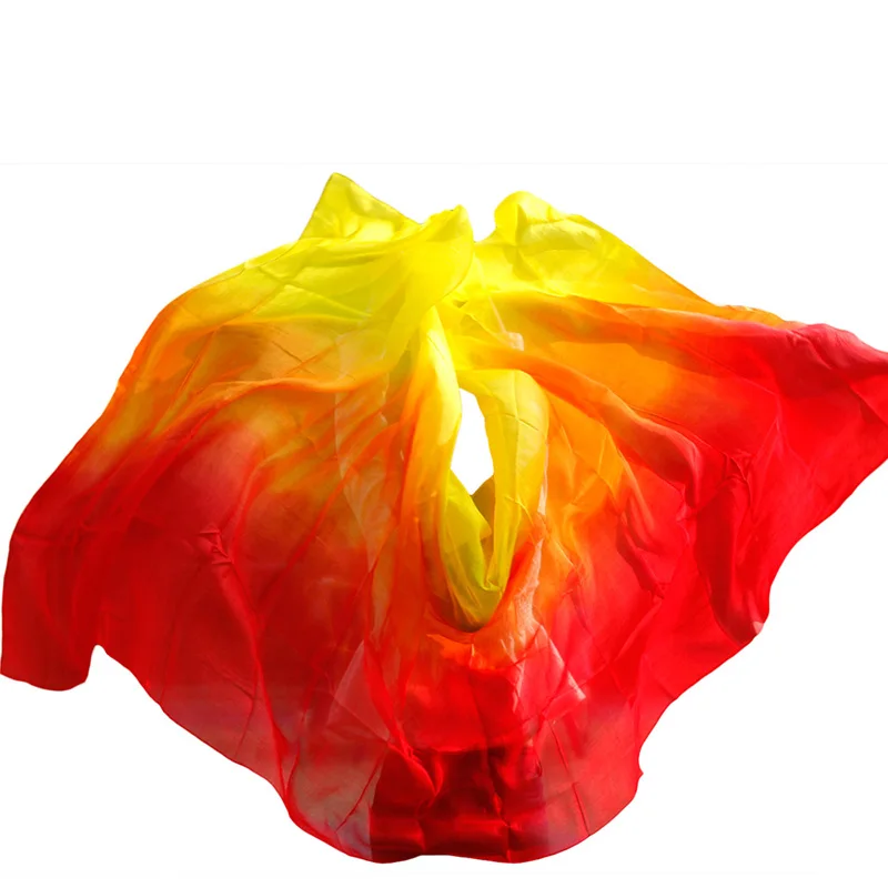 Новинка Шелковая танцевальная вуаль цветной ручной окрашенные градиент цветной шарф 5 мм аксессуары для танца живота шелковая вуаль 5 размеров можно настроить - Цвет: as picture