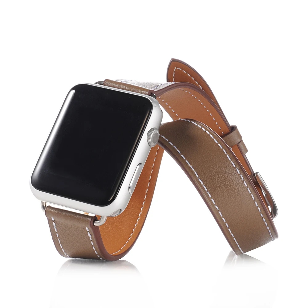 Ремешок из натуральной кожи для apple watch 4 band iwatch series 5 4 3 2 correa apple watch 42 мм 38 мм 44 мм 40 мм двойной тур ремешок для часов