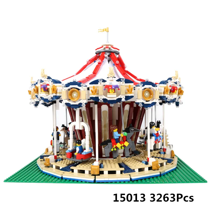 

15013 City Street Creator Grand Carousel Model Amusement Park Building Kits Blocks Toys for Children 10196 Christmas Gift