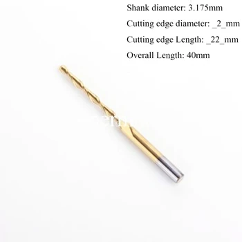 

SHINA 1PCS 3.175 1/8'' Titanium Coated Ball Nose End Mill Drill Bit Carbide CNC Cutting Tools Two Double Flute Bit 2mm x 22mm