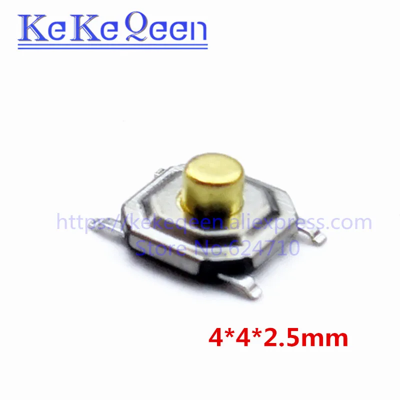 

100 шт 4x4x2,5 мм Кнопка Переключатель медь H = 2,5 мм 4*4*2,5 мм 4*4*2,5 мм SMD Микропереключатель тактовый переключатель новый x мм