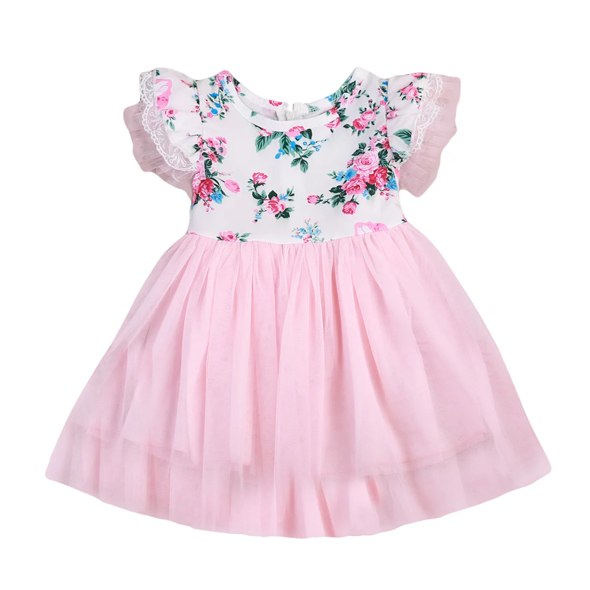 sweet toddler Baby Kid Girls Dress Floral print Princess Summer Tulle