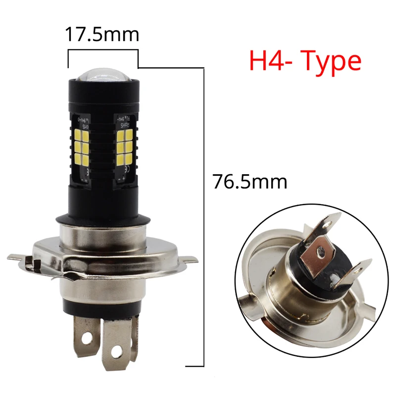 1 шт фара 9004 9005 9006 9007 H4 H7 H8 H10 H16 P13W R5W 3030 чипы 21 SMD 1260LM DRL 9~ 20V противотуманная фара в сборе - Испускаемый цвет: H4