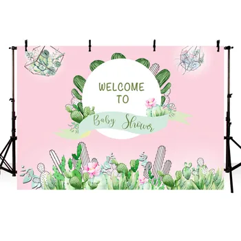 

Photography Backdrop Indian Fox Cactus Floral Baby Show Pink Birthday Party Background Photocall Photobooth Portrait Decoration