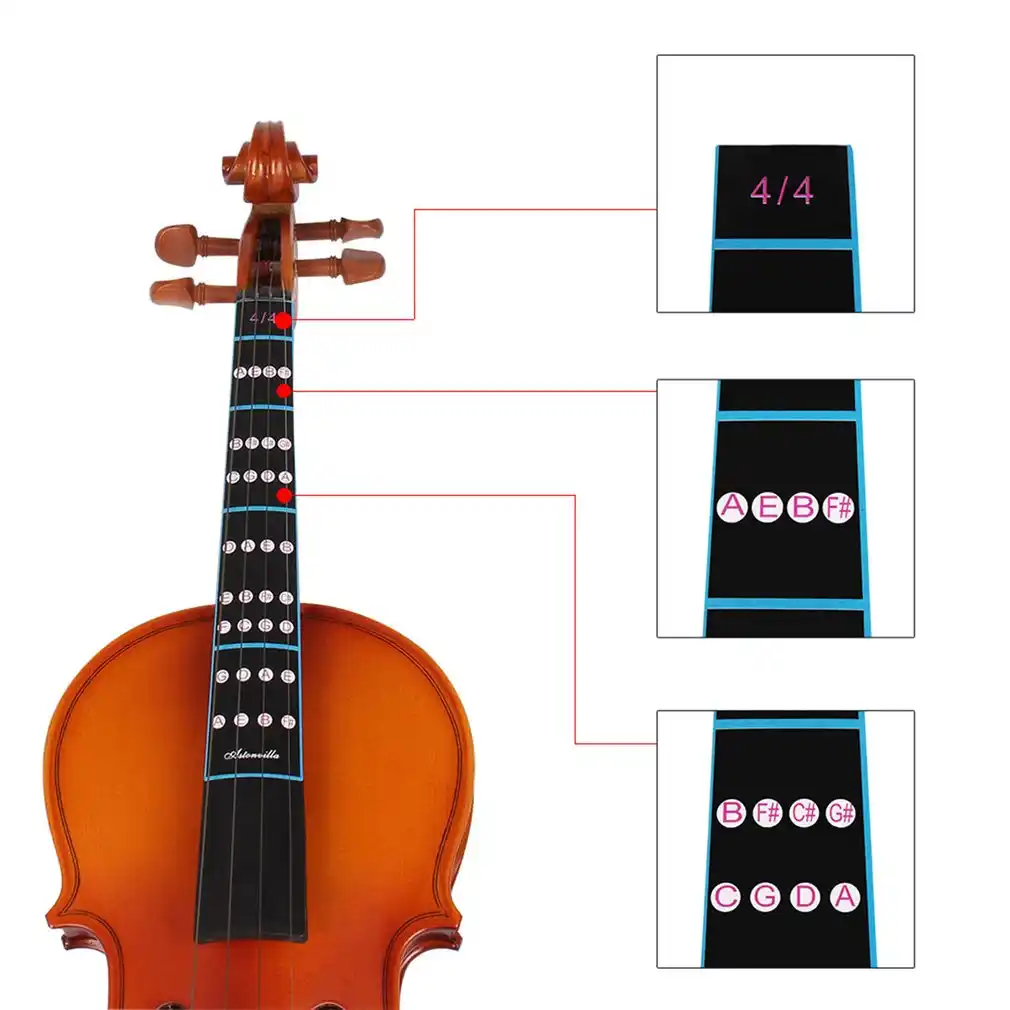 new 2pcs 4/4 scale violin fiddle fingerboard finger guide label