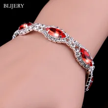 BLIJERY Marquis браслеты и браслеты для женщин красные стразы хрусталь свадебные браслеты вечерние ювелирные изделия на свадьбу подарок на день рождения