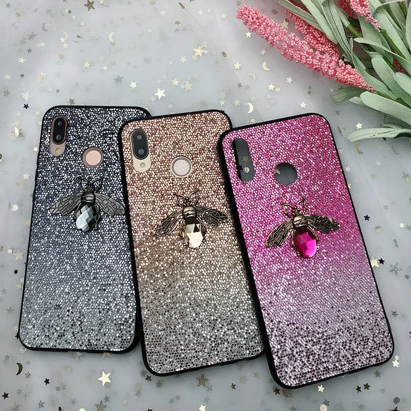 

Gradation 3D Bee Glitter Soft Case For Xiaomi Redmi 6 Pro Note 6 5 3 Pro For Xiaomi Mi 9 8 SE 5X 6X A1 S2 5Plus A2 Lite F1