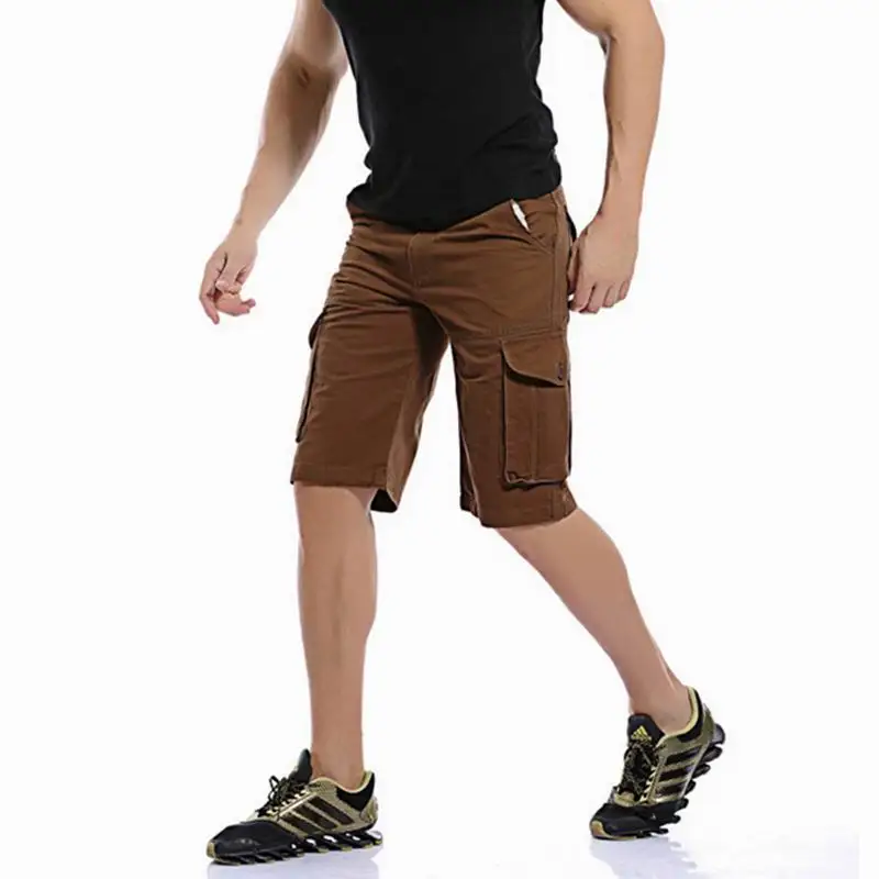 Мужские шорты хлопок Популярные летние дышащие мужские бермуды Однотонная повседневная обувь короткие штаны модные по колено Размеры 29-40 без ремня