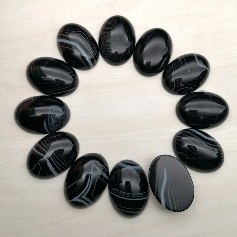 natural stone 12pc Black stripe agates Cabochon Bead for DIY Ring earrings Jewelry Flatback accessories wholesale  Good quality