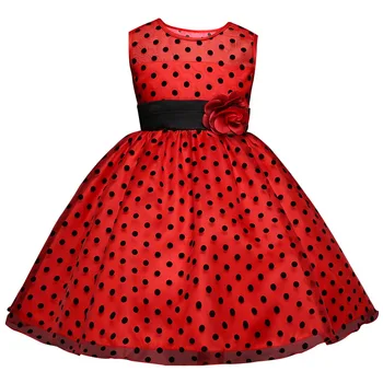 

Girl Princess Elegant Dress For Girls Vintage Polka Dot Princess Dress Kids Prom Gown Tutu Children Sleeveless Clothing Vestidos
