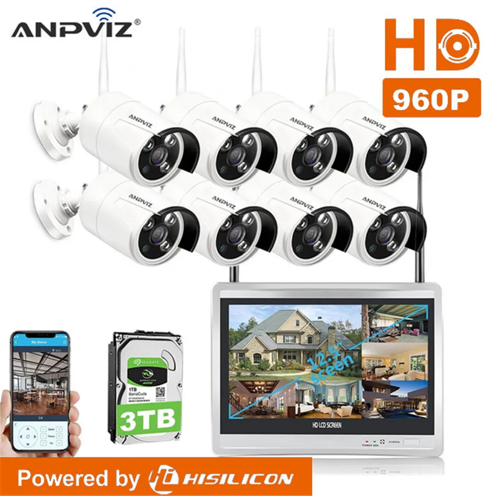 8Ch 1080P WiFi wireless NVR kit with 12 inch LCD Screen 960P WIF Camera Day night security IP Camera System Surveillance NVR Kit 8Ch 1080P WiFi wireless NVR kit with 12 inch LCD Screen 960P WIF Camera Day night security IP Camera System Surveillance NVR Kit