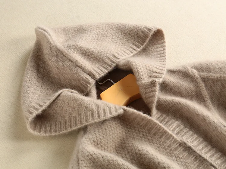 JVEII Hooded winter knit sweater long cardigan women loose twist pattern cashmere sweater casual chic autumn sweater women Sweaters