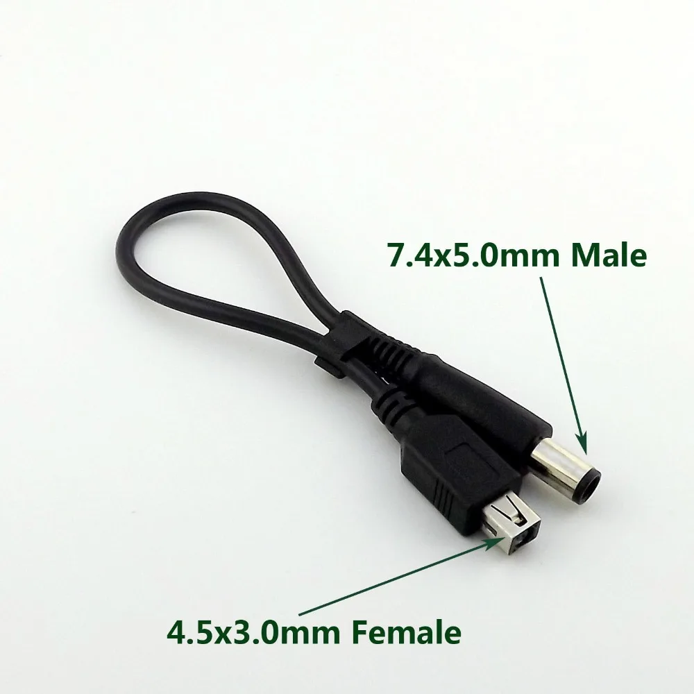 

10pcs DC Power 4.5x 3.0mm Female Jack To 7.4 x 5.0mm Male Adapter Cable DELL HP Laptop 25cm