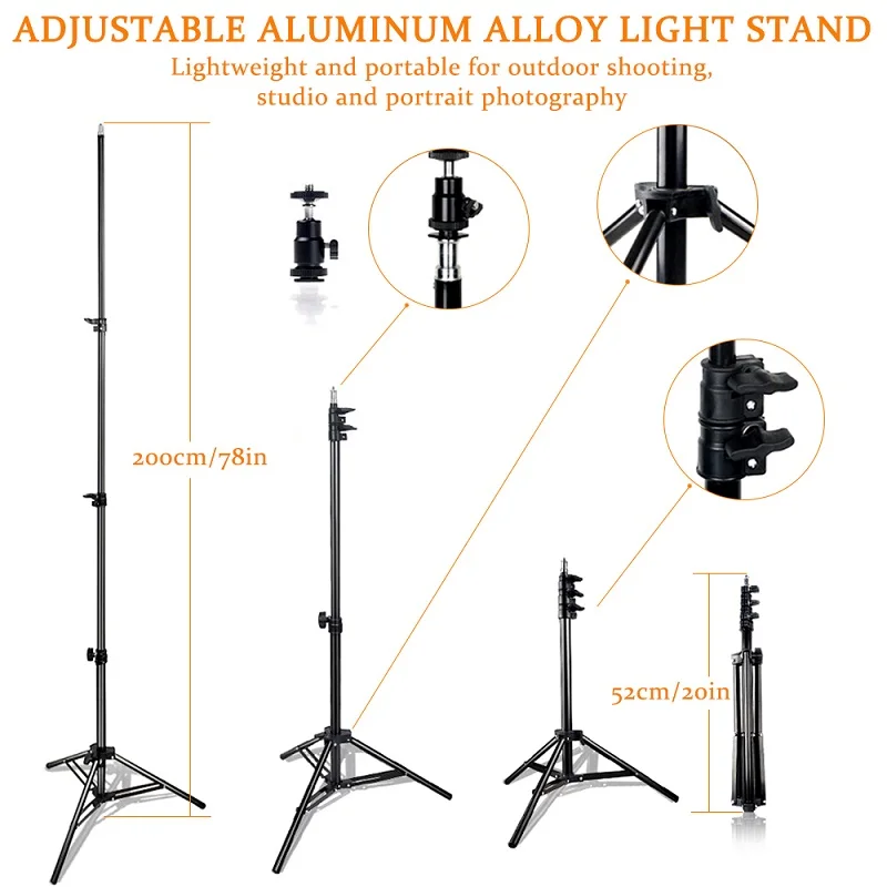  SAMTIAN Video Light 160PCS Panel Light studio light Dimmable 5500K With Tripod For Camera Studio li