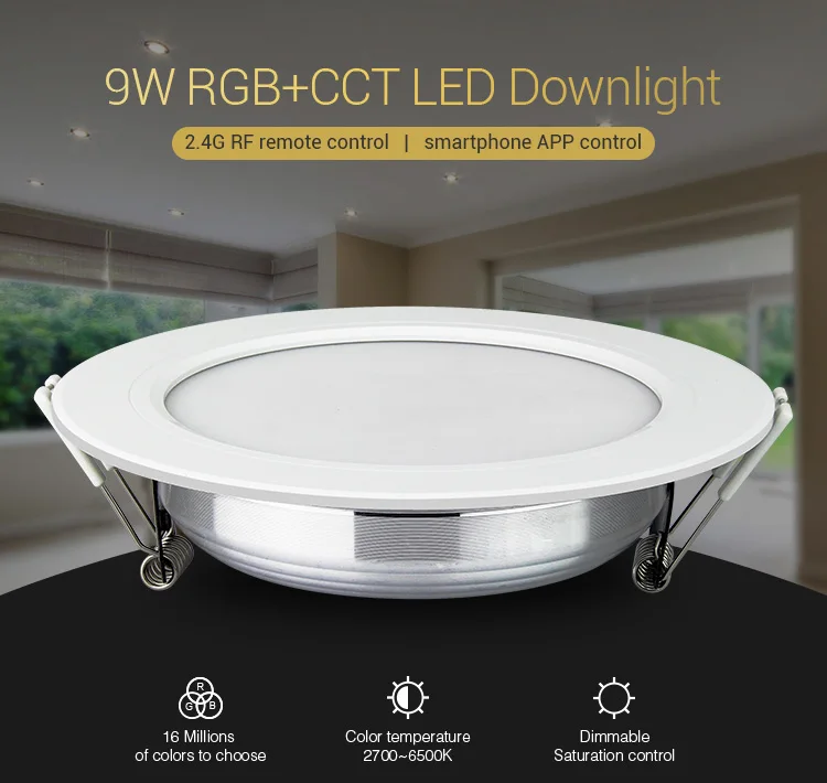 Controle de Voz Rgb plus Cct Nova Milight Fut061 Ac220v 9 w Downlight Levou Dimmable Recesso Downlight 2700 k ~ 6500 k Pode Remoto e telefone e amazon 3 cct led downlight regulável ac220v recessed downlight