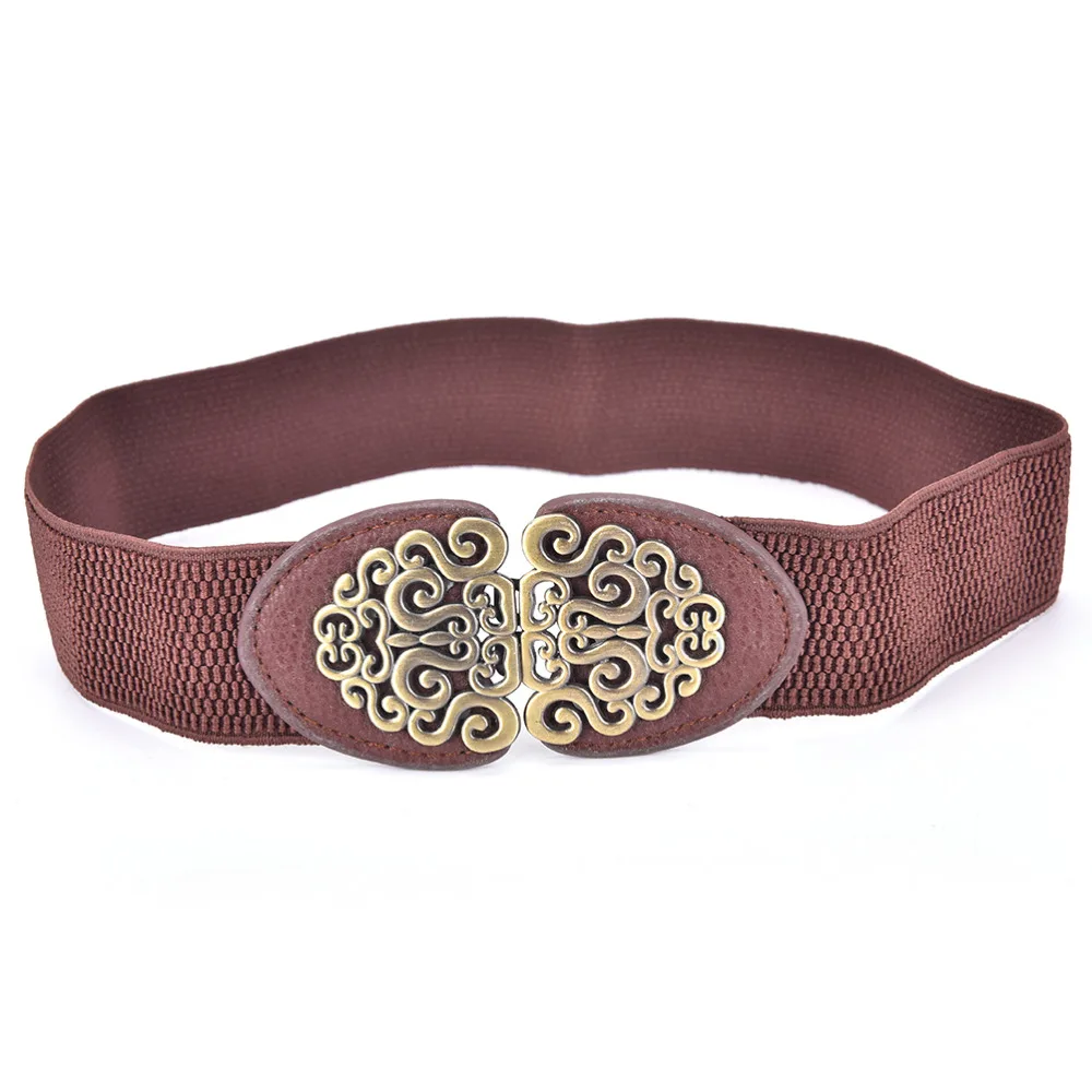 1PC Flower Design Girl Belt PU Leather Alloy Elastic Lady Belts Pu Leather Strap Girl Automatic Buckle Belt Waist Ba