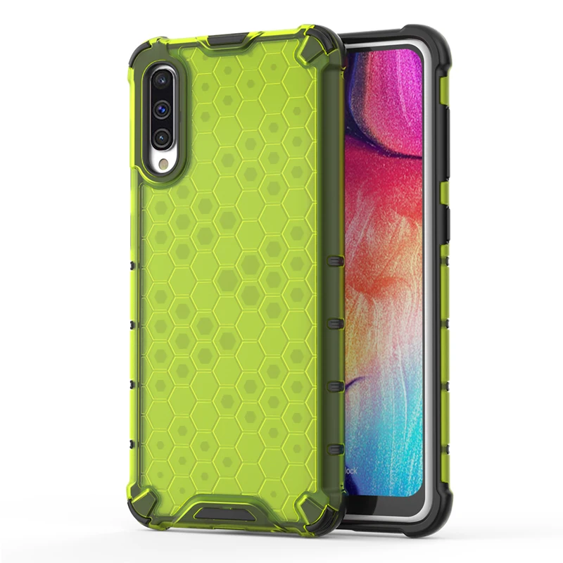 

For Samsung A50 Case Dual Layer Hybrid TPU + PC Clear Armor Cover Honeycomb Capa For Samsung A50 Case Phone Funda (M719)