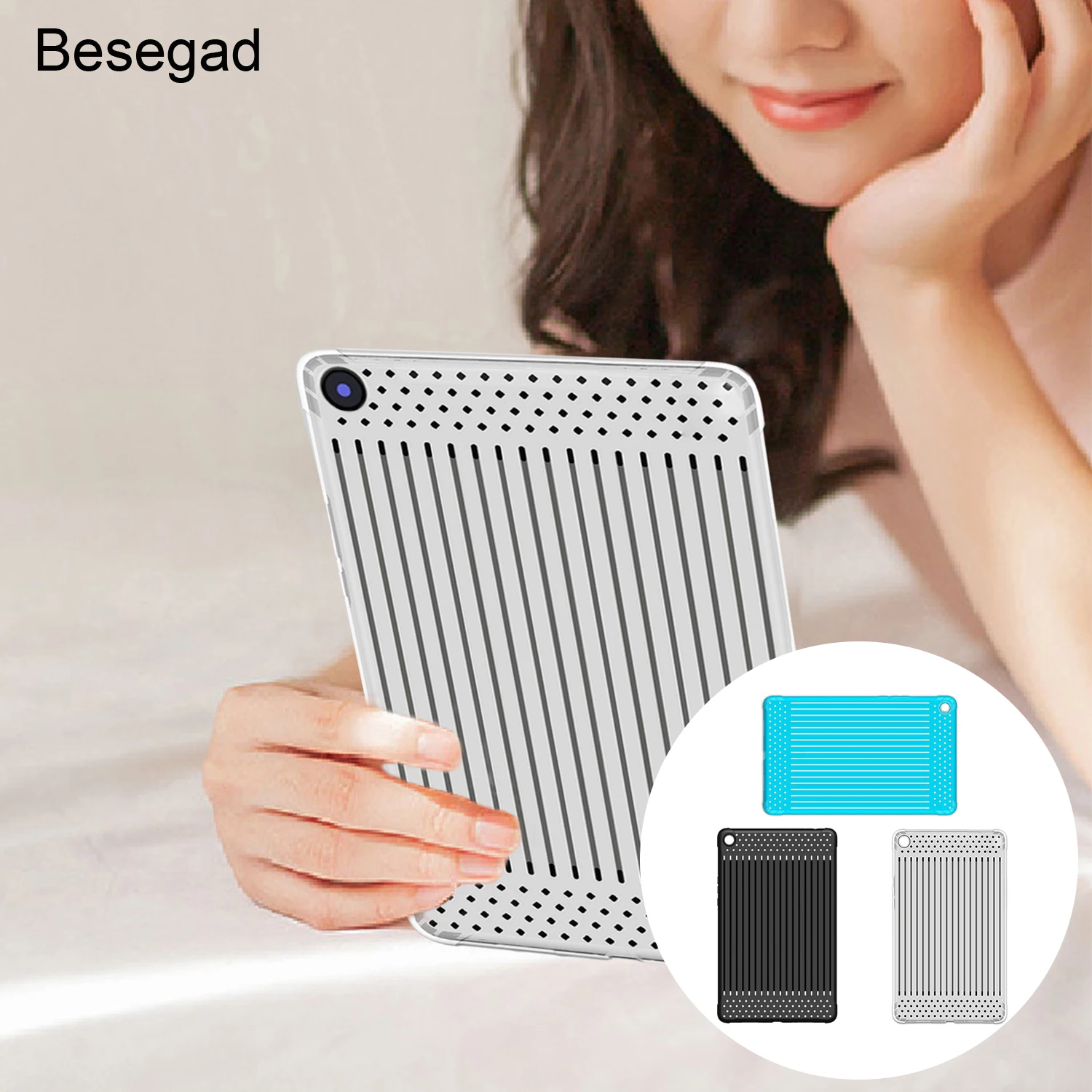 

Besegad Flexible Shockproof Breathable Hollow Stripe Soft Protective Cover Case for Xiaomi Mi Pad 4 Plus Tablet Accessories