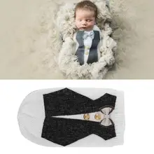 Новорожденный ежемесячный детский реквизит для фотосессии полосатая классная Кепка для мальчика комбинезоны для фотосъемки спальный конверт для малышей комбинезон с длинными рукавами