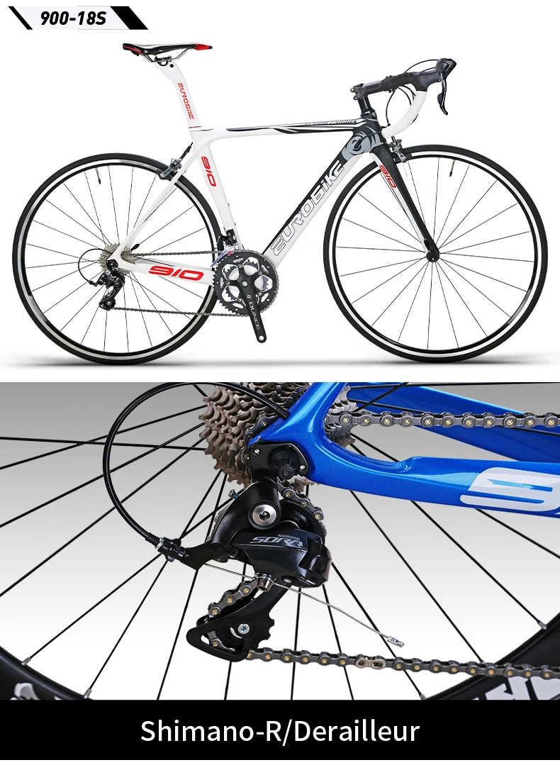 Discount EUROBIKE 50CM Carbon Frame   700C Racing BicycleEurobike 18 Speed Road Bike 7
