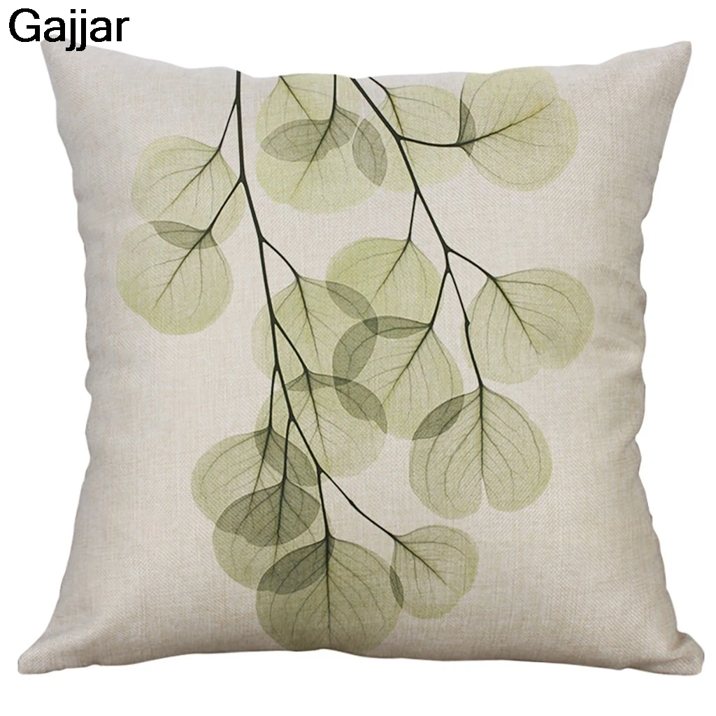 

Gajjar Pillow Cases Green Leaves Printing Pillow Case Square Waist Pillowcase 40cmX40cm Home Decor kussenhoes cojines 37.MAR.29