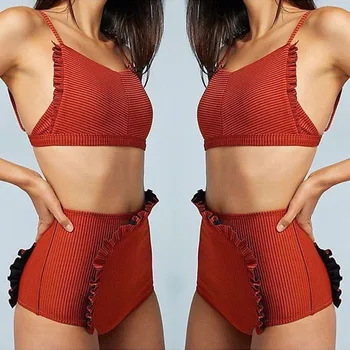 

Sexy Women Summer Ruffles Swimwear Newest 2018 High Waist Bikini Set Brazilian Biquini Push-up Padded Bathing Suit Swimsuit Lot